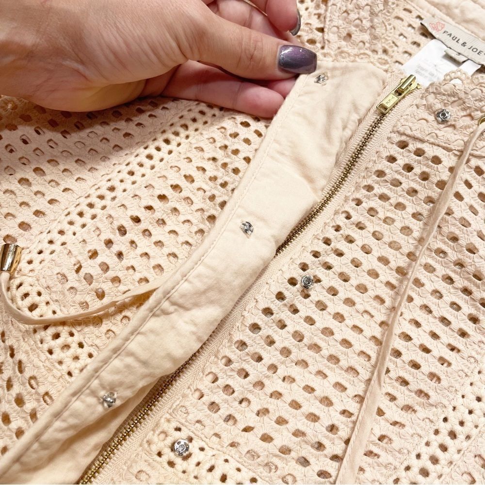 Paul & Joe Sister Perforated Crochet Top Bell Sleeves - Picture 4 of 5